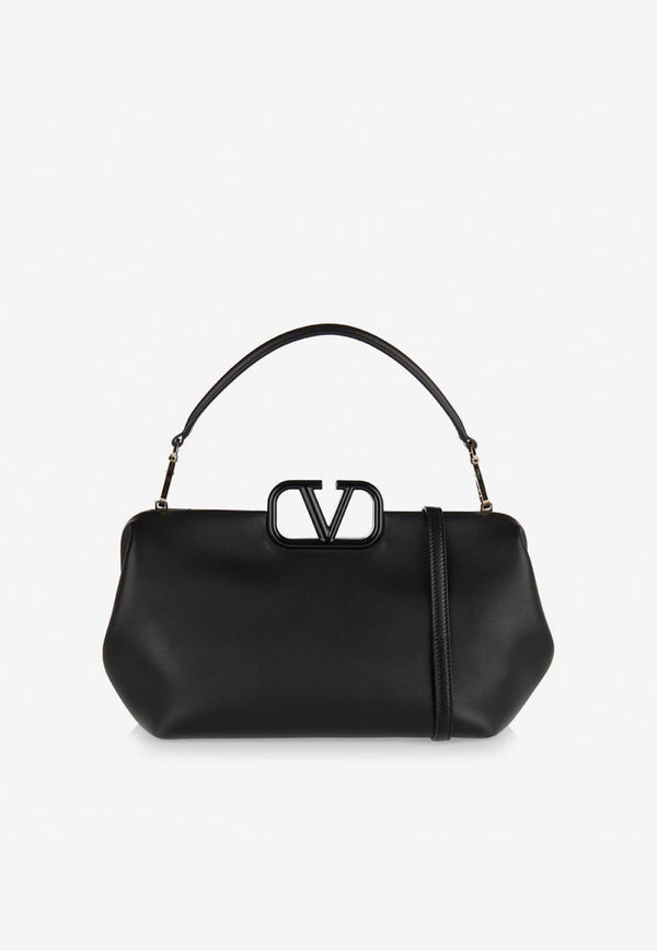 Small VLogo Top Handle Bag in Nappa Leather