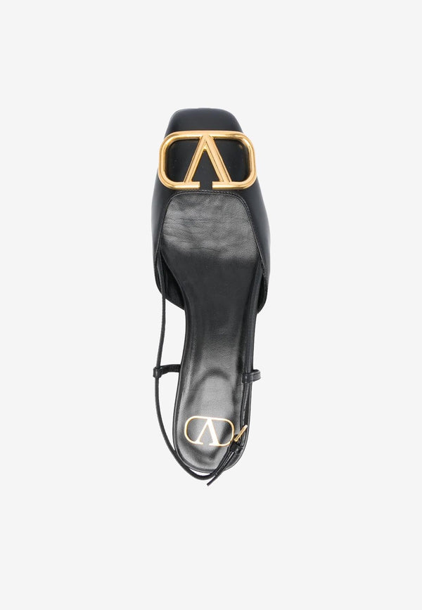 VLogo Slingback Flats in Calf Leather