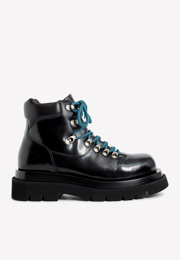 Lug Hiking Ankle Boots in Glossy Leather