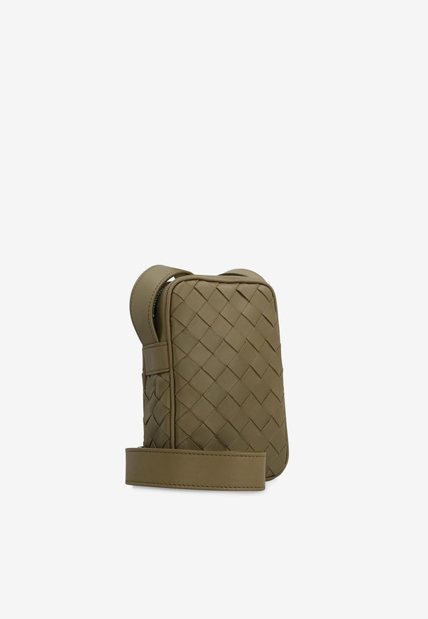 Mini Cassette Crossbody Bag in Intrecciato Leather