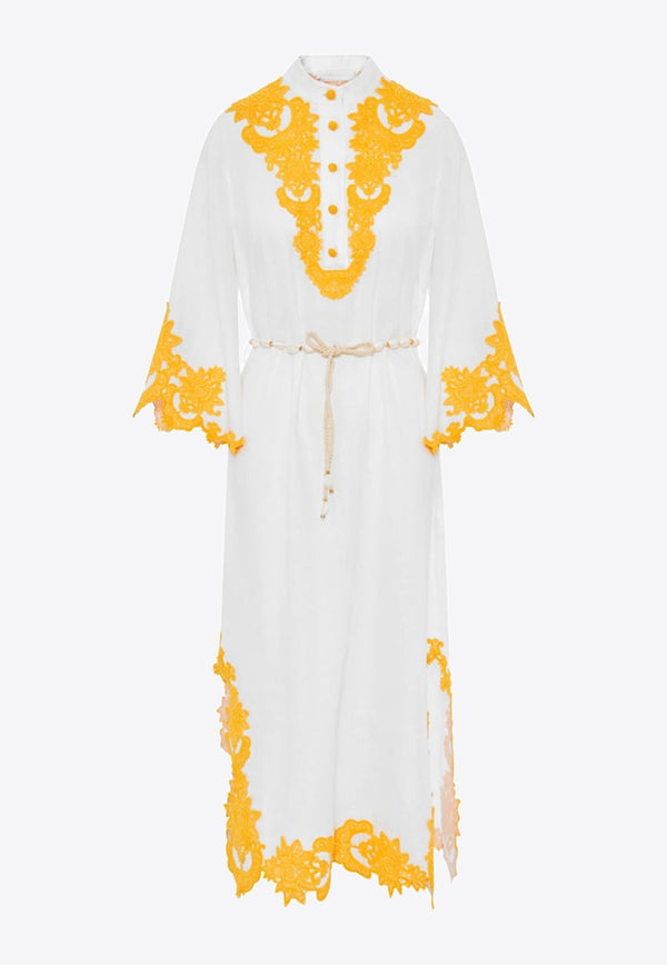 Raie Embroidered-Trim Midi Dress