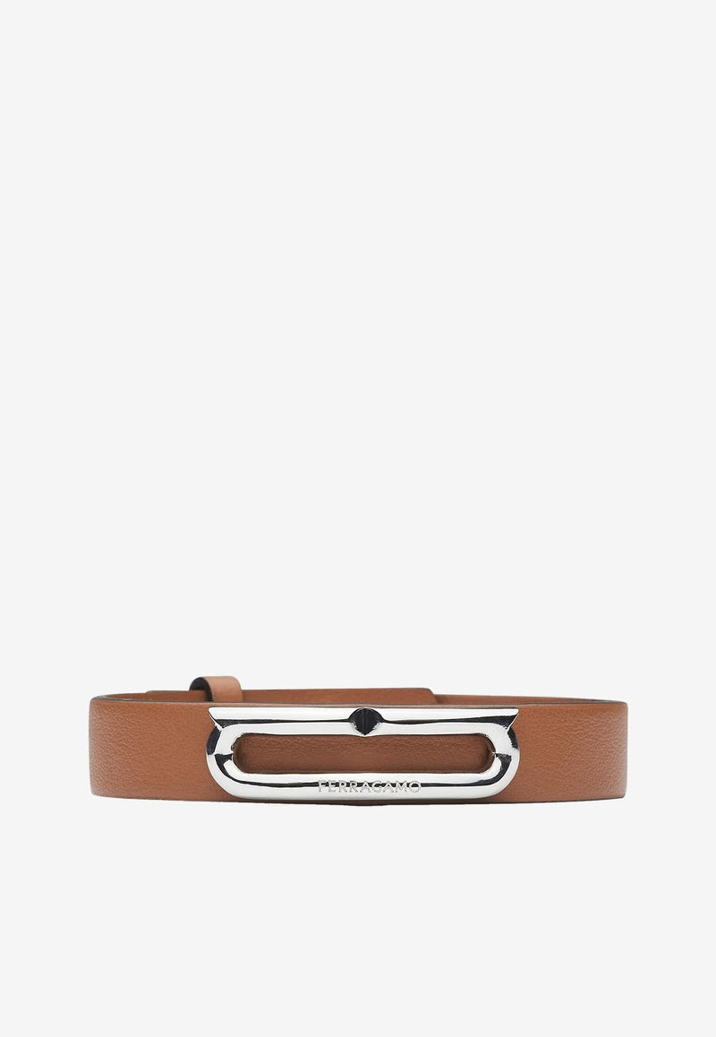 Gancini Leather Bracelet