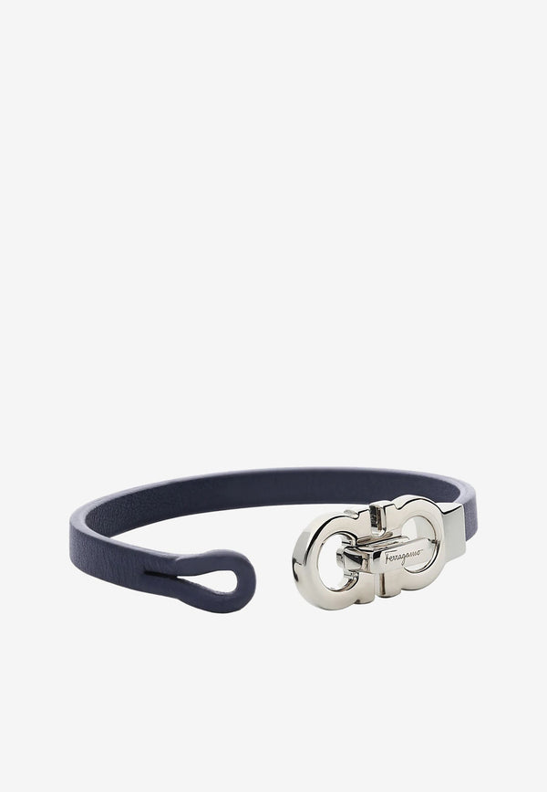Large Gancini Leather Bracelet