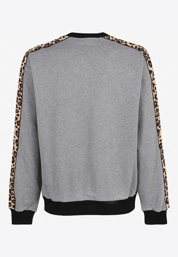 Leopard Print DG Patch Cotton Sweatshirt
