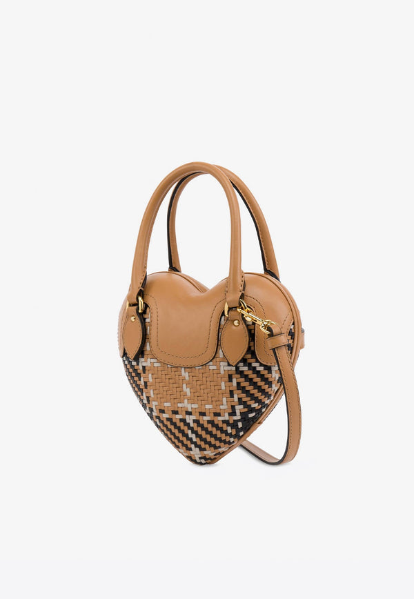 Heart-Shaped Leather Top Handle Bag