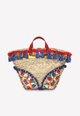 Kendra Tassel Embellished Straw Tote Bag