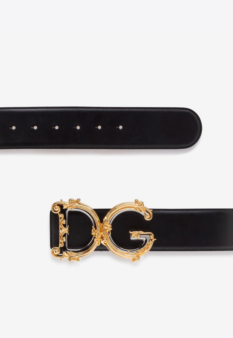 Calfskin Belt with Baroque DG Logo 50 mm
