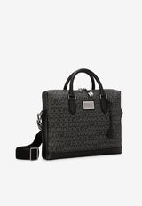All-Over Jacquard Coated Fabric Briefcase