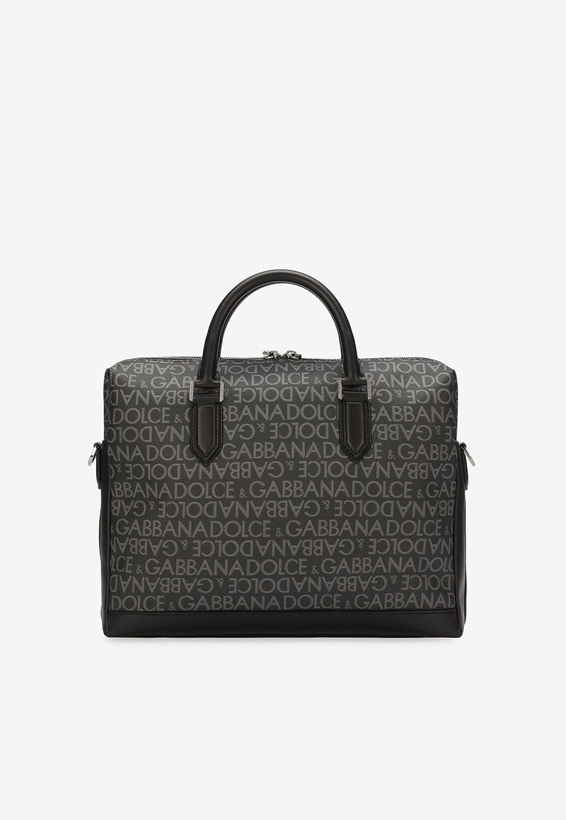 All-Over Jacquard Coated Fabric Briefcase