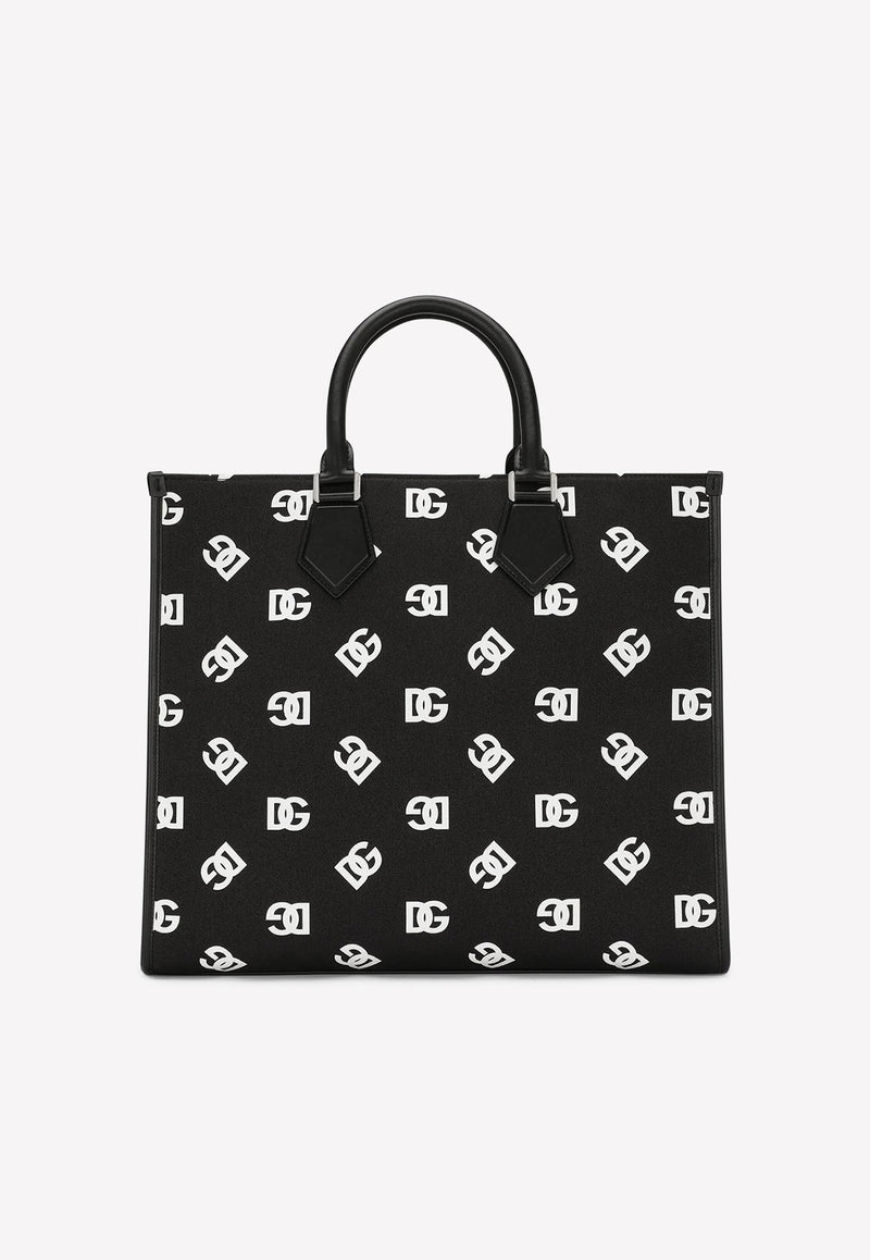 Large Canvas Tote Bag with All-Over DG Logo