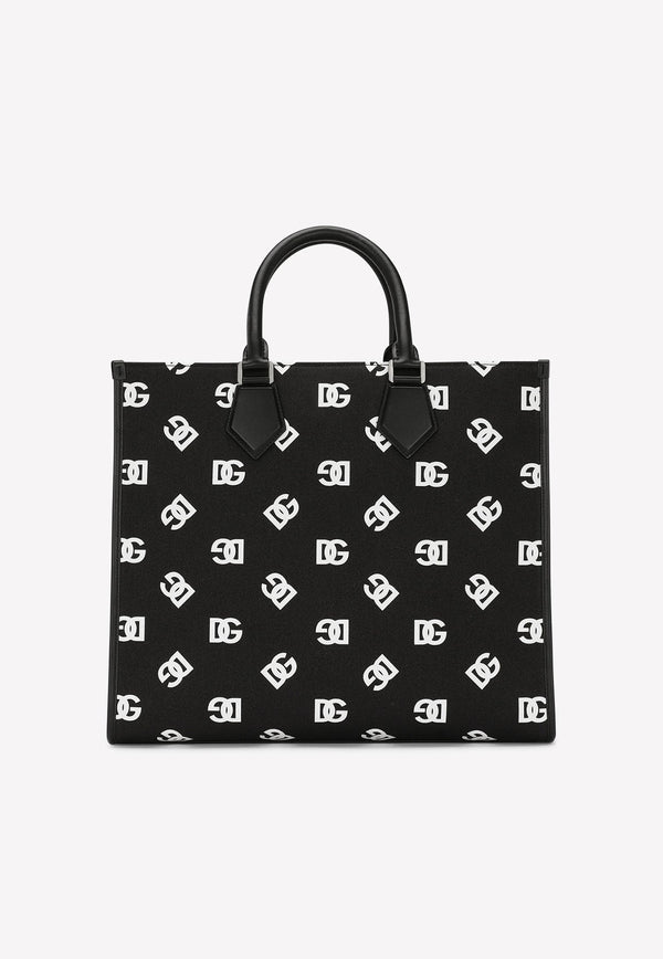 Large Canvas Tote Bag with All-Over DG Logo