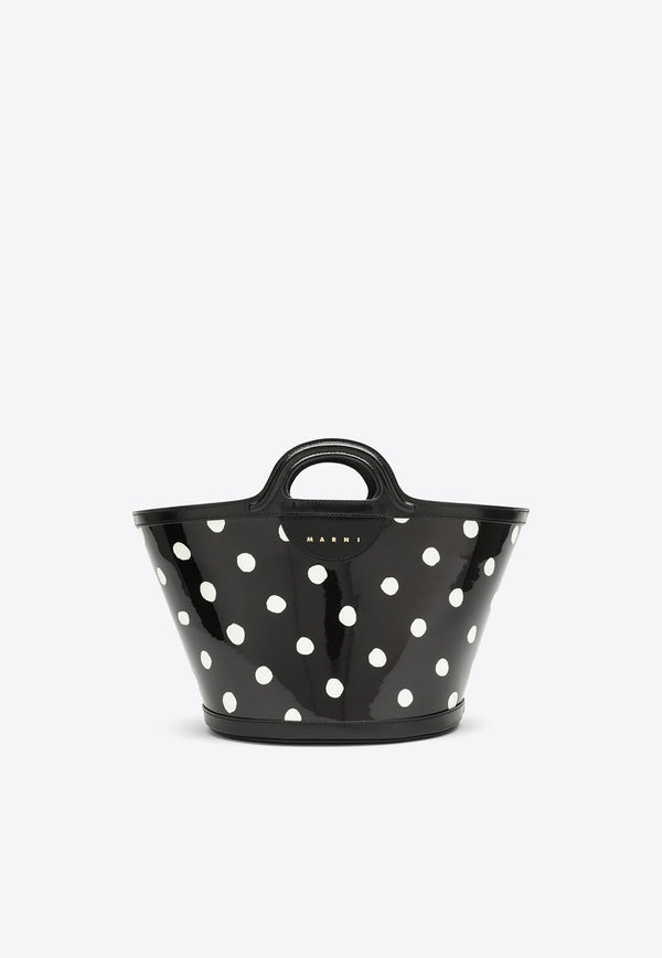 Small Tropicalia Polka Dot Top Handle Bag in Patent Leather