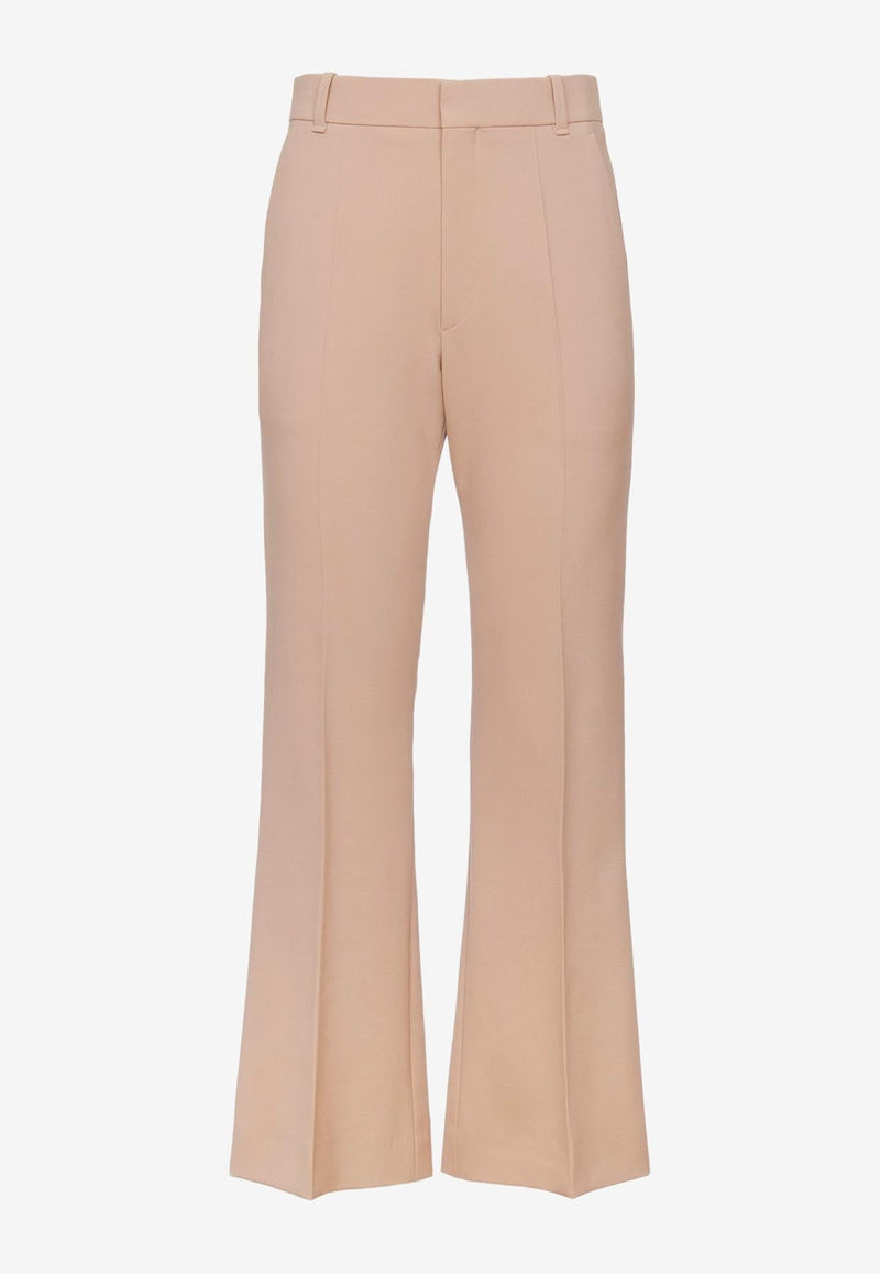 Cropped Boot-Cut Pants in Wool