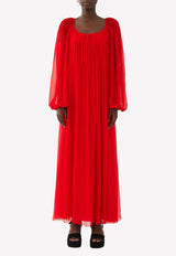 Silk Long-Sleeved Maxi Dress