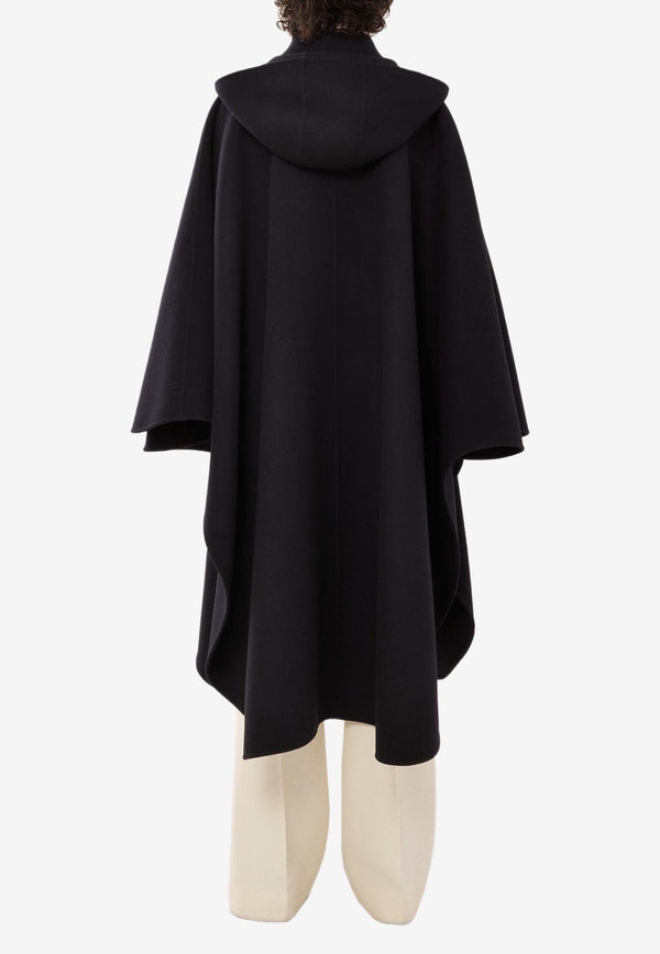 Hooded Cape Coat in Wool and Cashmere