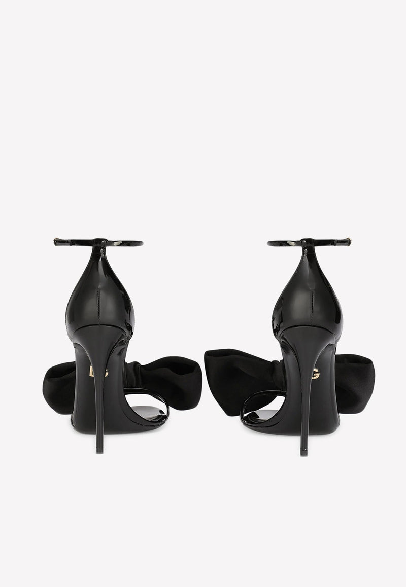Keira 105 Satin Bow Sandals in Patent Leather