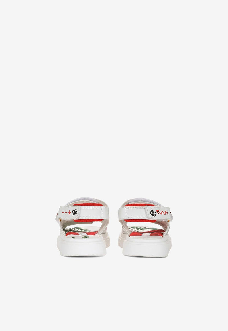 Girls Poppy Print Sandals in Calf Leather