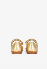 Baby Girls Mary Jane Metallic Leather Ballerinas