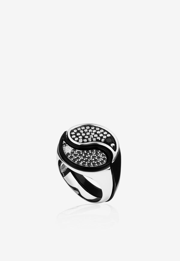 Special Order - Yin Yang Diamond Ring in 18-karat Black and White Gold
