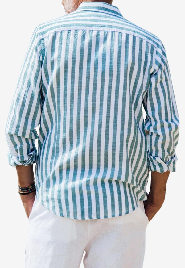 Divin Button-Up Stripe Shirt in Linen
