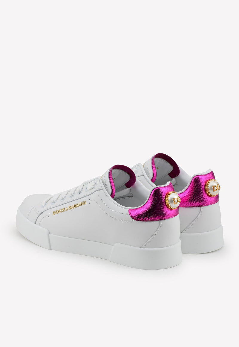 Portofino Nappa Leather Sneakers with Logo Lettering