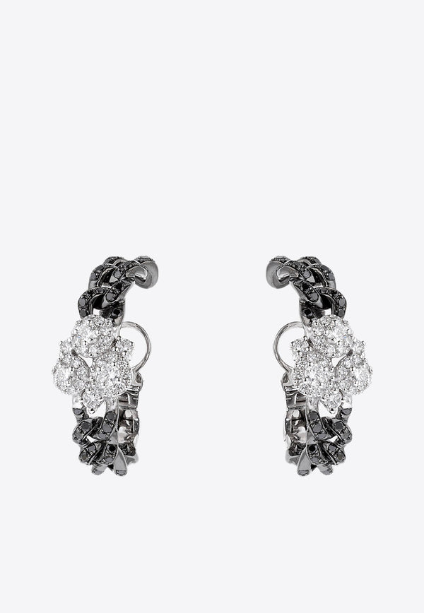 Black Strada Diamond Hoop Earrings in 18-karat White Gold