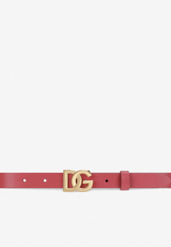 Girls DG Logo Buckle Belt in Calf Leather