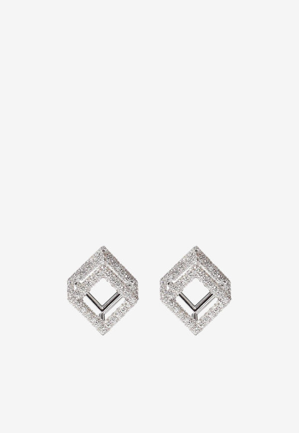 Cube Mirage Diamond Earrings in 18-karat White Gold