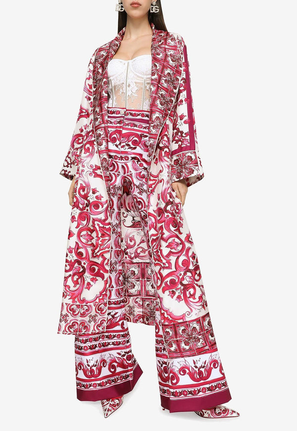 Majolica Print Long Silk Robe