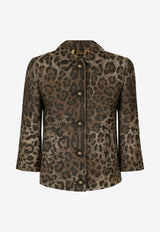 Leopard Wool Cropped Jacket