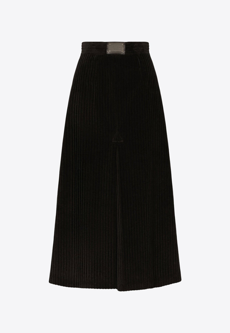 High-Waist Corduroy Midi Skirt