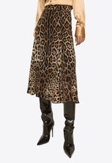 Leopard Print Midi Flared Skirt
