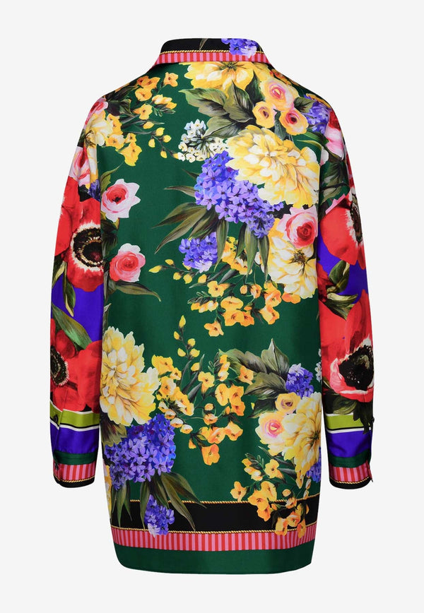 Floral Long-Sleeved Silk Shirt