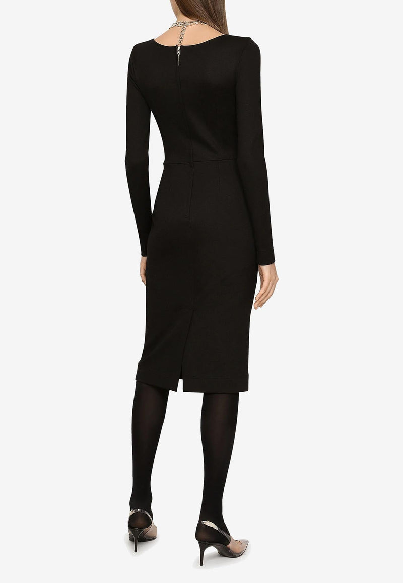 Milano Rib Midi Dress with DG Logo