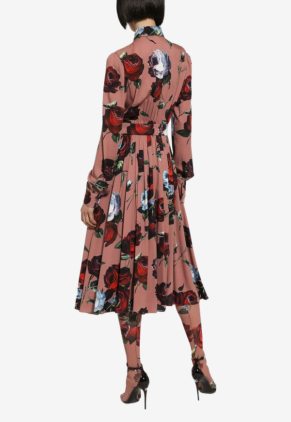 All-Over Floral-Patterned Shirt Dress