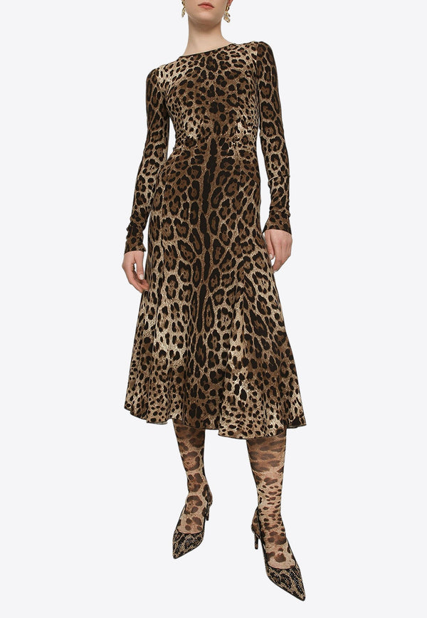 Leopard Print Cady Midi Dress