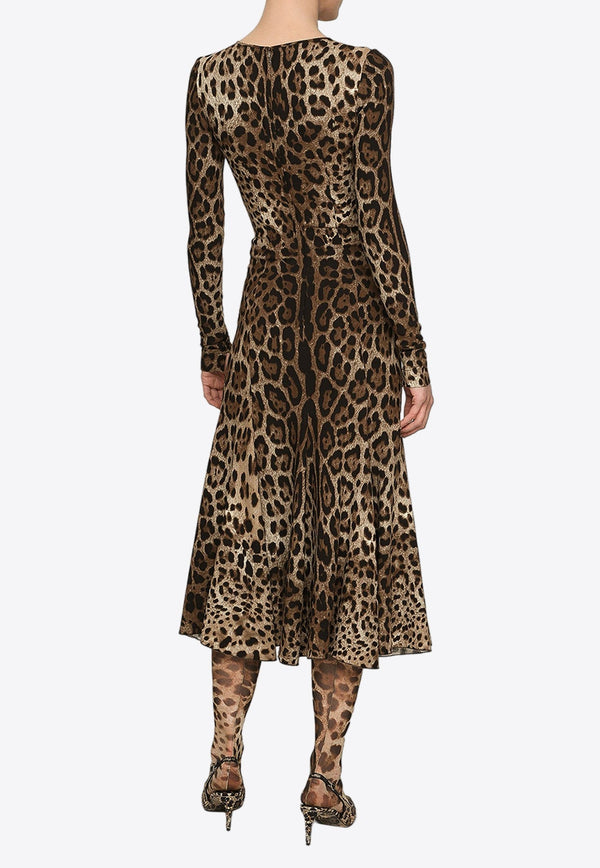 Leopard Print Cady Midi Dress
