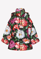 Oversized Floral Print Down Jacket
