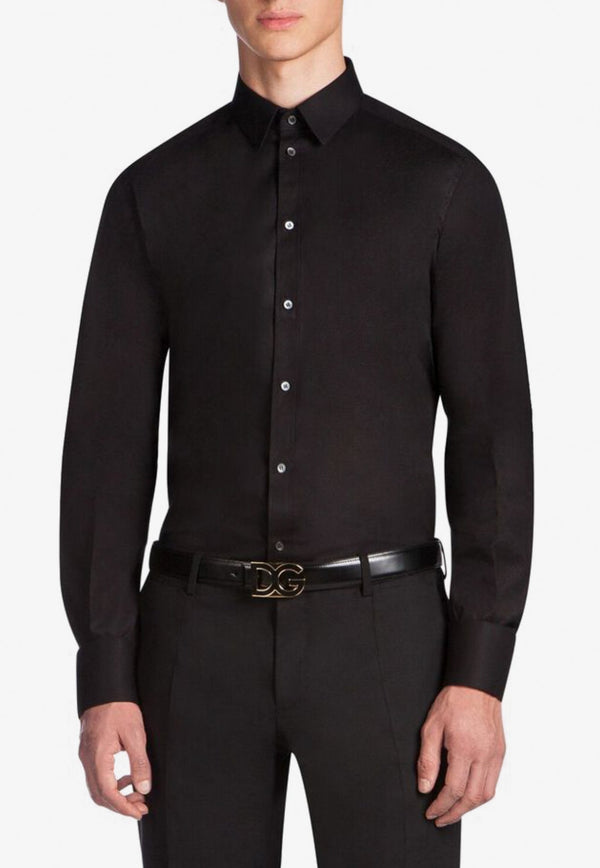 Slim Fit Long-Sleeved Shirt in Stretch Cotton