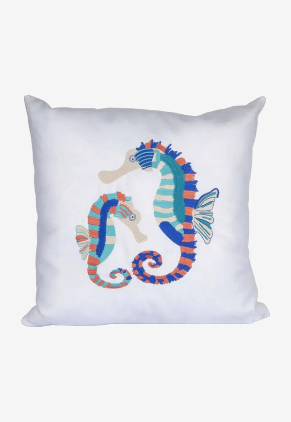 Embroidered Seahorse Cushion