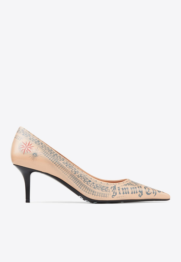 X Jean Paul Gaultier 60 Tattoo-Printed Leather Pumps