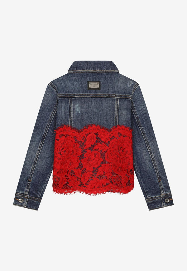 Girls Denim Jacket with Lace Insert