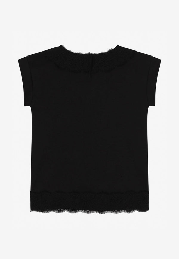 Girls Lace-Trimmed DG Logo T-shirt Dress