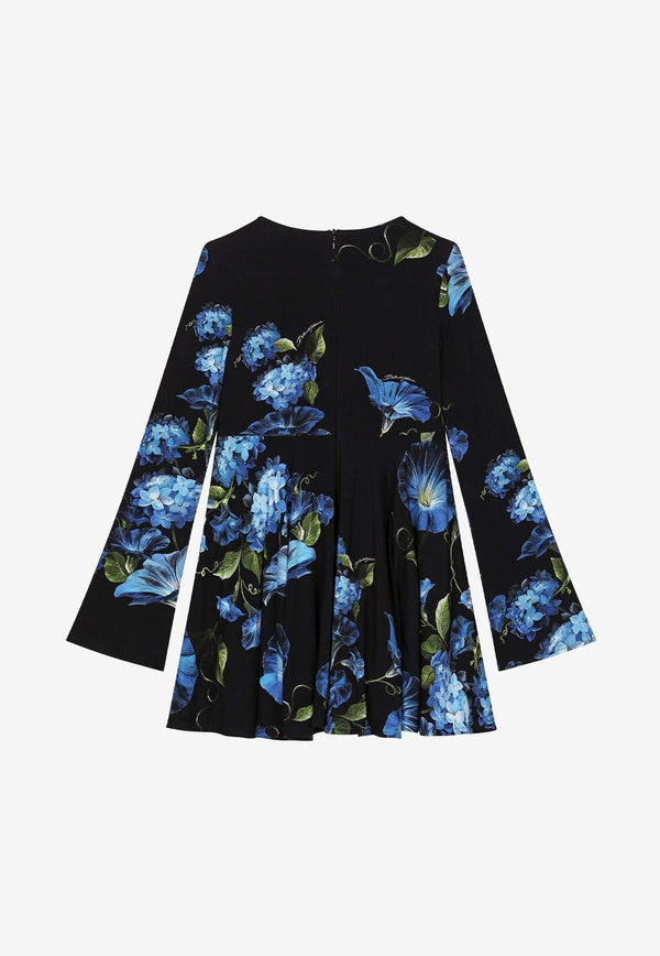 Girls Bluebell Print Long-Sleeved Dress