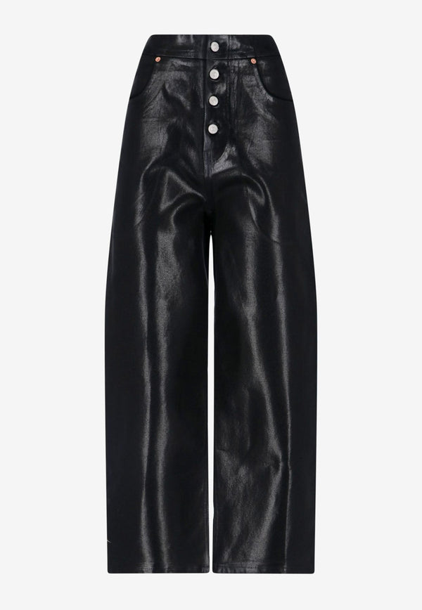 High-Rise Pants in Faux Leather