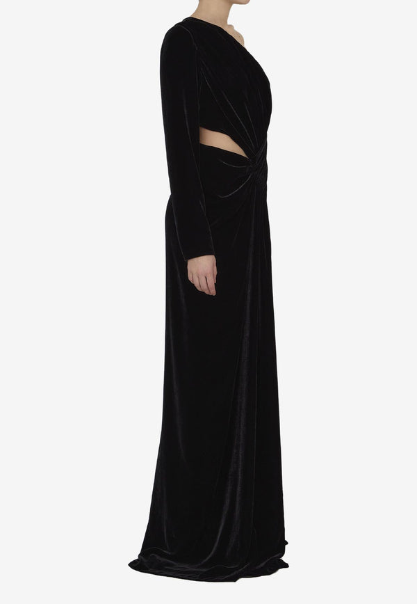 Velvet One-Shoulder Maxi Dress