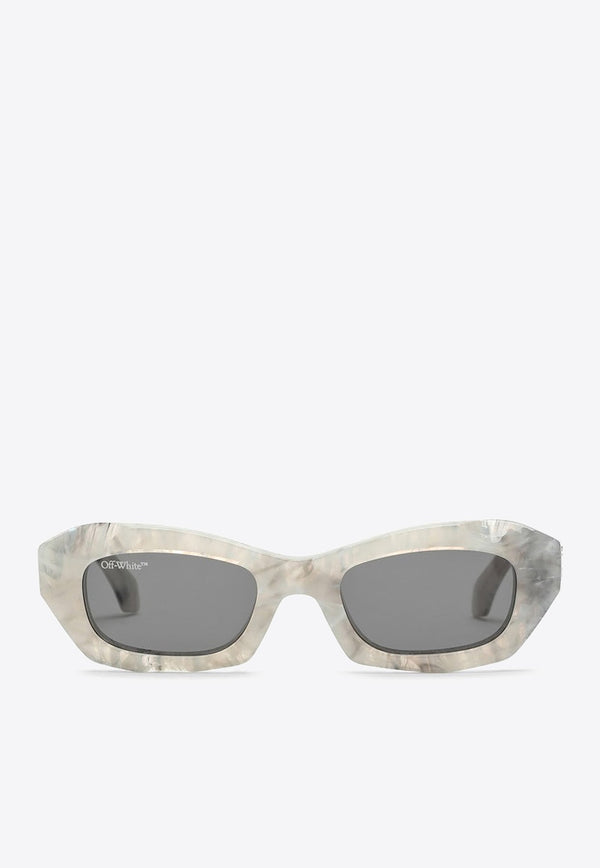 Marble-Effect Rectangular Sunglasses