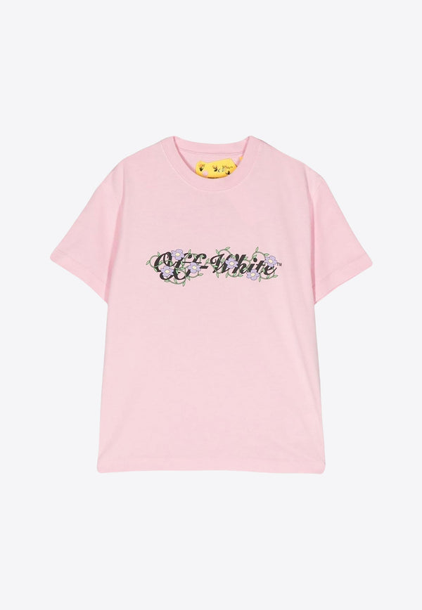 Girls Logo Floral Print T-shirt