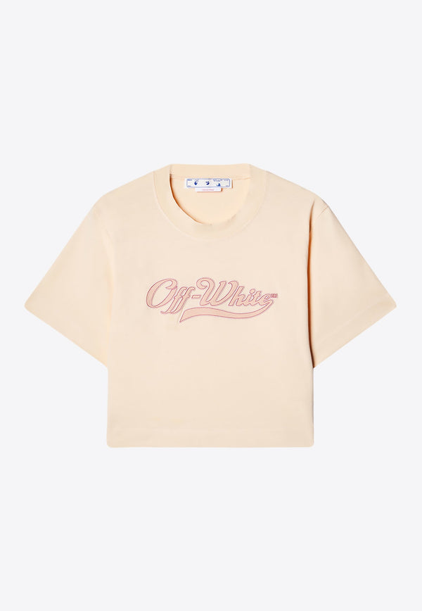 Logo Embroidered Cropped T-shirt