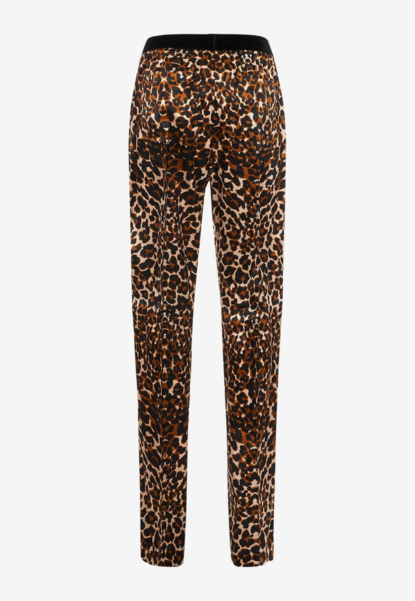Straight-Leg Tiger Print Pants